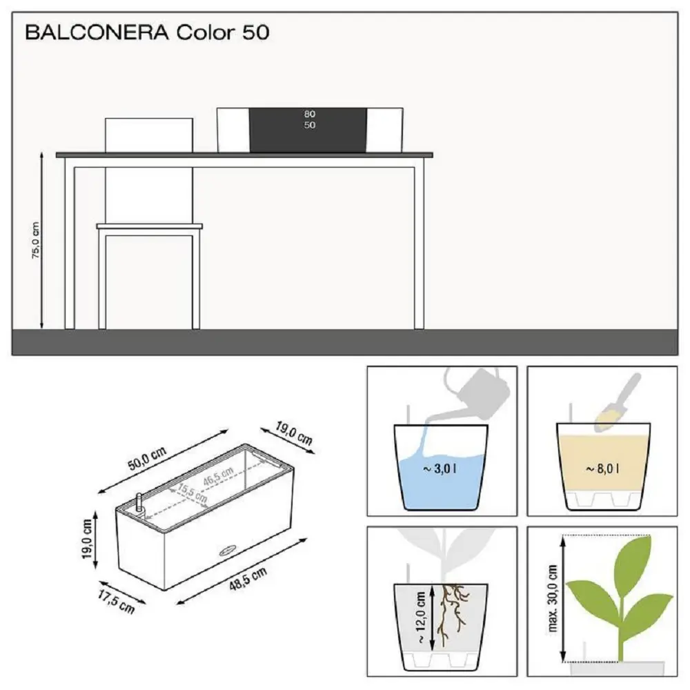Фото 4 Кашпо подвесное с автополивом Lechuza Balconera Color 50 15695 8 л Фото 4 Кашпо подвесное с автополивом Lechuza Balconera Color 50 15695 8 л