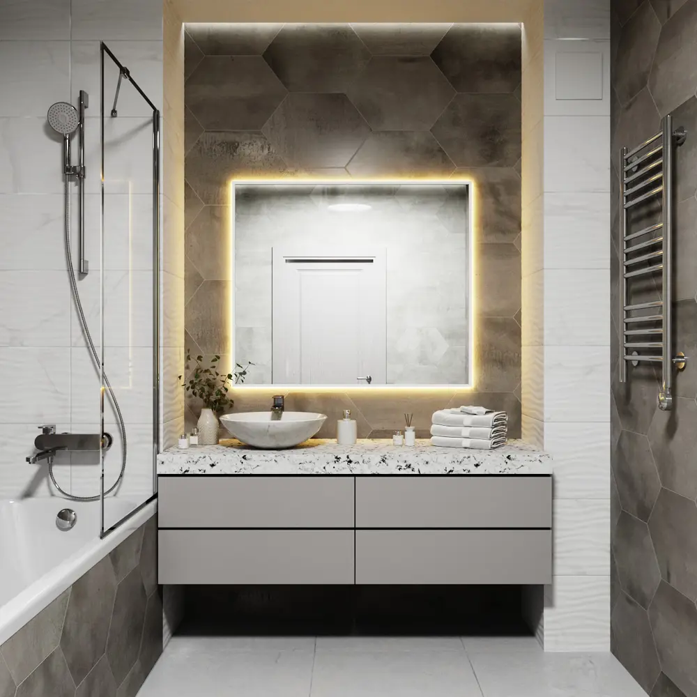 Фото 4 Зеркало со встроенной подсветкой One mirror 10090бст 90x100 см Фото 4 Зеркало со встроенной подсветкой One mirror 10090бст 90x100 см