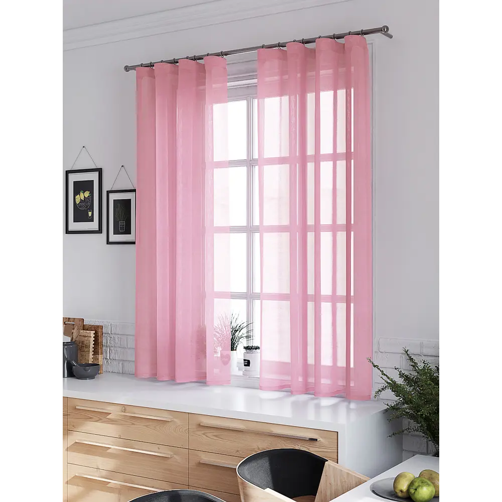 Фото 3 Тюль Helga Базовая коллекция HH207164 на шторной ленте 175x145 см цвет розовый
