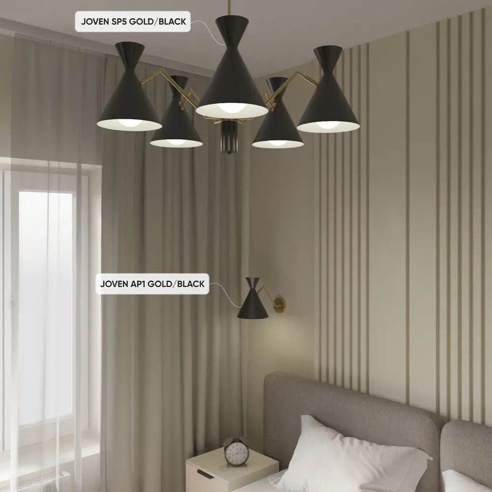 Фото 6 Люстра подвесная Crystal Lux Joven sp5 gold-black 5 ламп 12 м² цвет золото Фото 6 Люстра подвесная Crystal Lux Joven sp5 gold-black 5 ламп 12 м² цвет золото