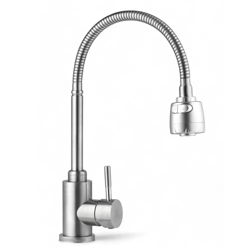 Фото Смеситель для кухни Wasser zimmer ZM-7728-2A-750 гибкий излив 17 см цвет сатин Фото Смеситель для кухни Wasser zimmer ZM-7728-2A-750 гибкий излив 17 см цвет сатин