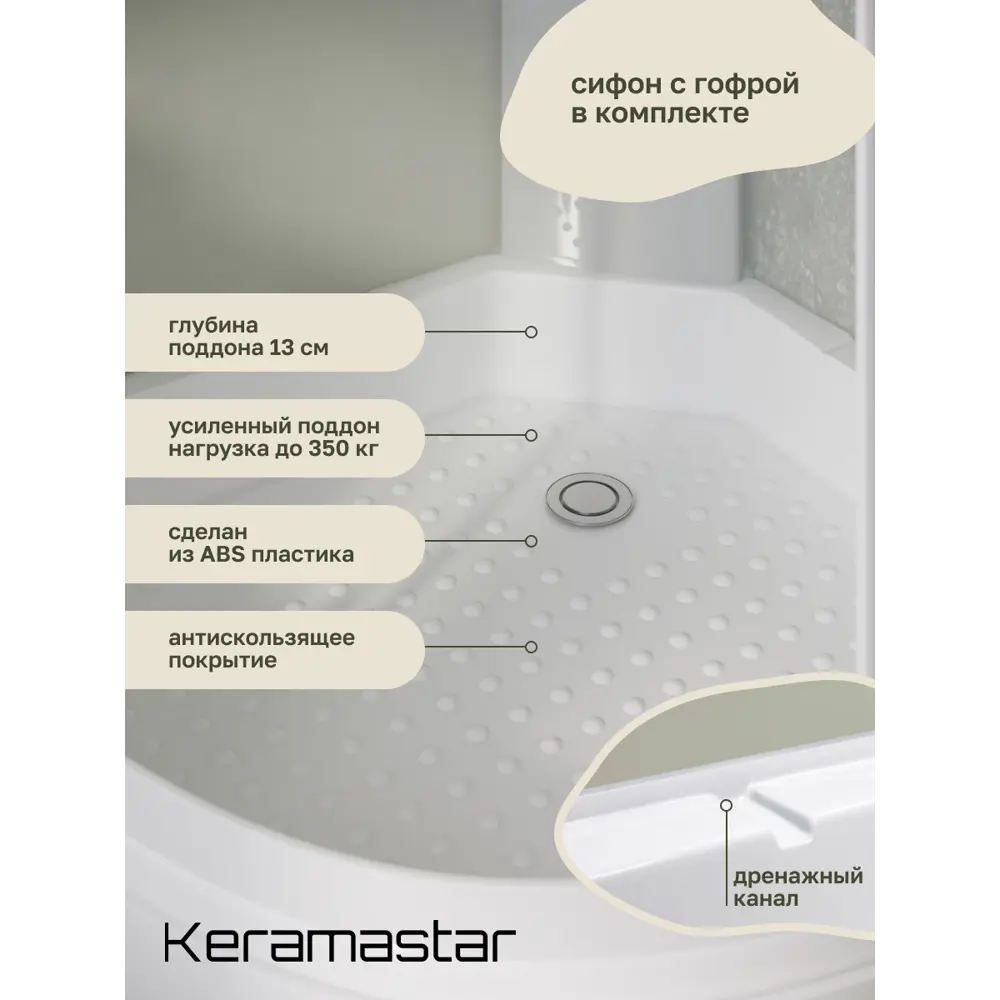 Фото 5 Душевая кабина Keramastar Supra KR068051 80x80x215 со средним поддоном Фото 5 Душевая кабина Keramastar Supra KR068051 80x80x215 со средним поддоном