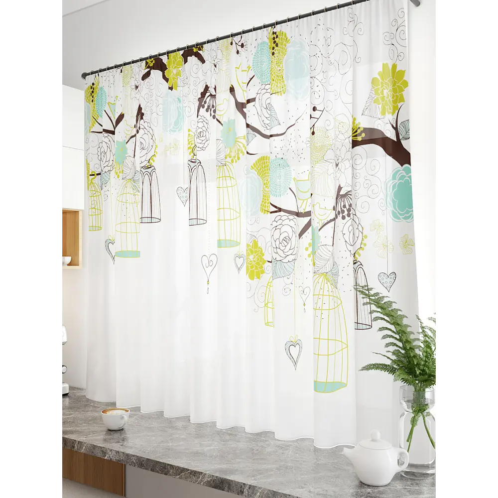 Фото 3 Тюль Helga Базовая коллекция HH533267 на шторной ленте 150x300 см цвет белый