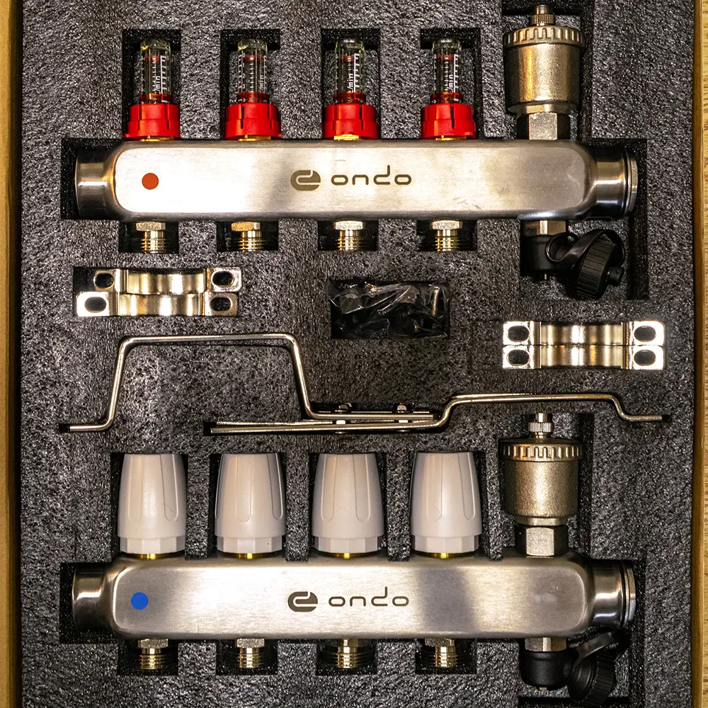 Фото 7 Коллекторная группа Ondo на 4 выхода 3/4"x1" с расходомерами Фото 7 Коллекторная группа Ondo на 4 выхода 3/4"x1" с расходомерами