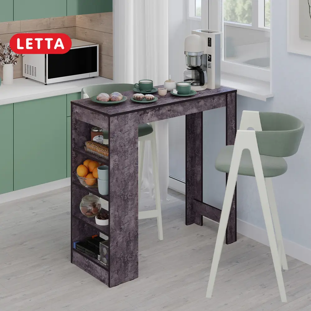 Фото Барная стойка прямоугольный Letta 44x44 см лдсп цвет цемент темный молет Фото Барная стойка прямоугольный Letta 44x44 см лдсп цвет цемент темный молет