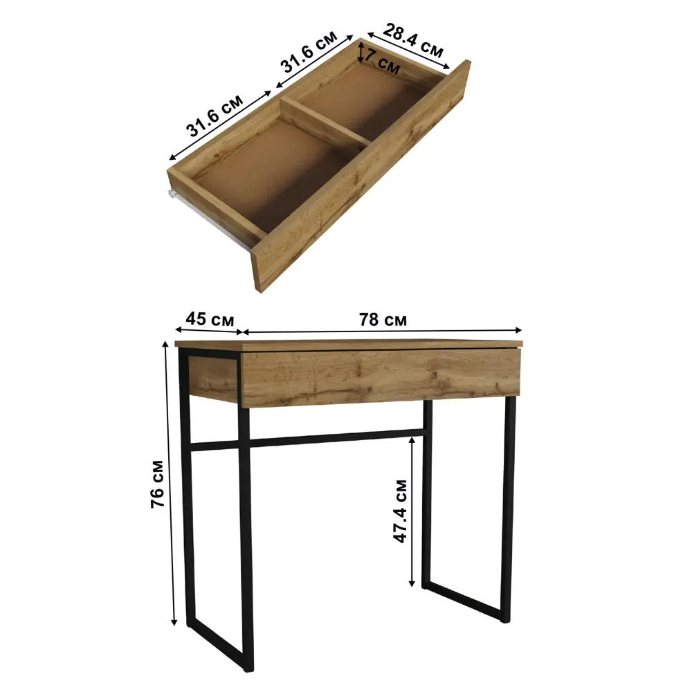Фото 5 Письменный стол Letta LМК1070101 78x76x45 см металл цвет дуб вотан