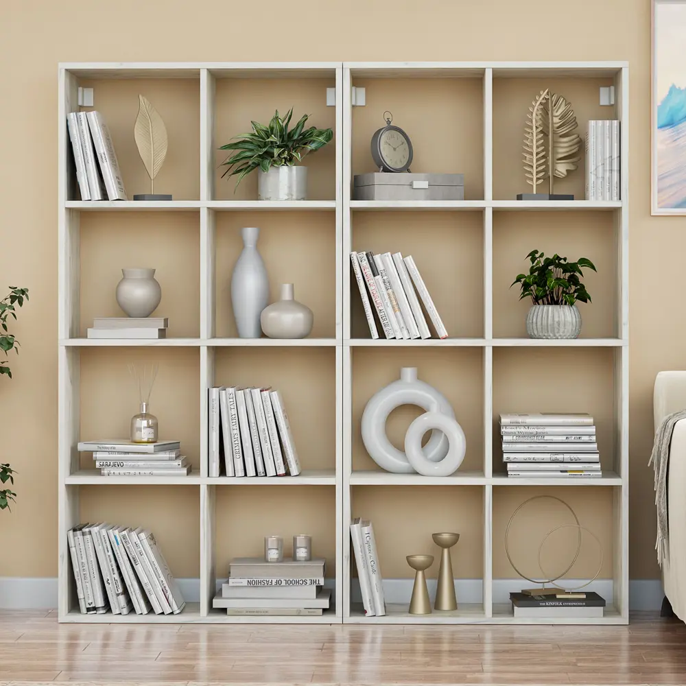 Фото 6 Стеллаж Letta Quattro 8 секций 70.6x139.6x28 см ЛДСП цвет дуб крафт белый Фото 6 Стеллаж Letta Quattro 8 секций 70.6x139.6x28 см ЛДСП цвет дуб крафт белый