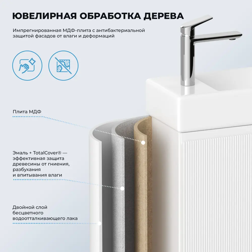 Фото 6 Тумба с раковиной подвесная Wellsee WC Area 20216882R с донным клапаном, сифоном, смесителем и вентилями цвет белый Фото 6 Тумба с раковиной подвесная Wellsee WC Area 20216882R с донным клапаном, сифоном, смесителем и вентилями цвет белый