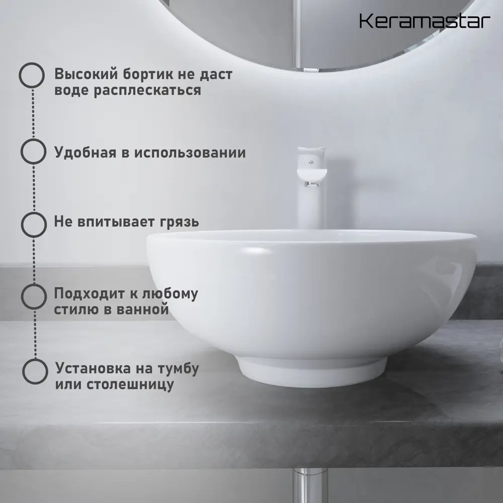 Фото 7 Раковина Keramastar Astra KR093041 38см Фото 7 Раковина Keramastar Astra KR093041 38см