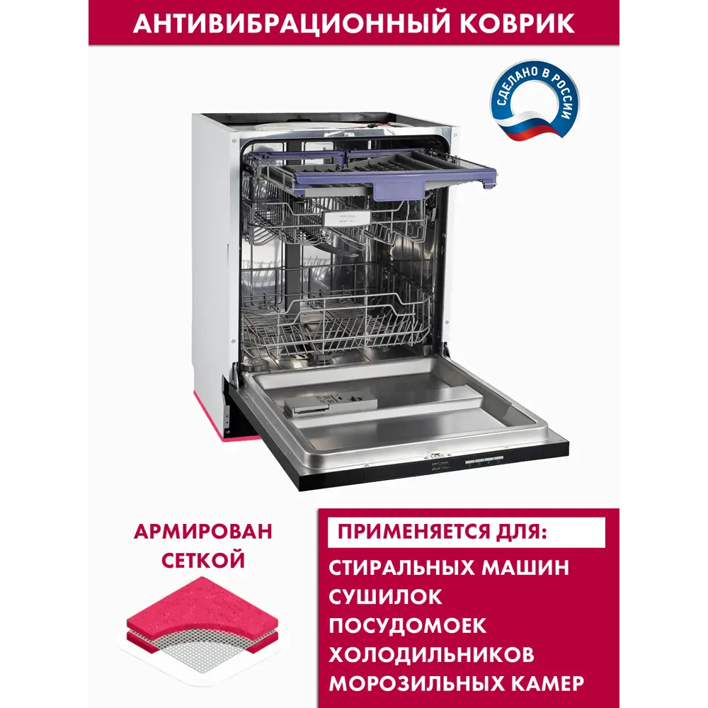Фото 4 Антивибрационный коврик для бытовой техники 45x60 см розовый Фото 4 Антивибрационный коврик для бытовой техники 45x60 см розовый