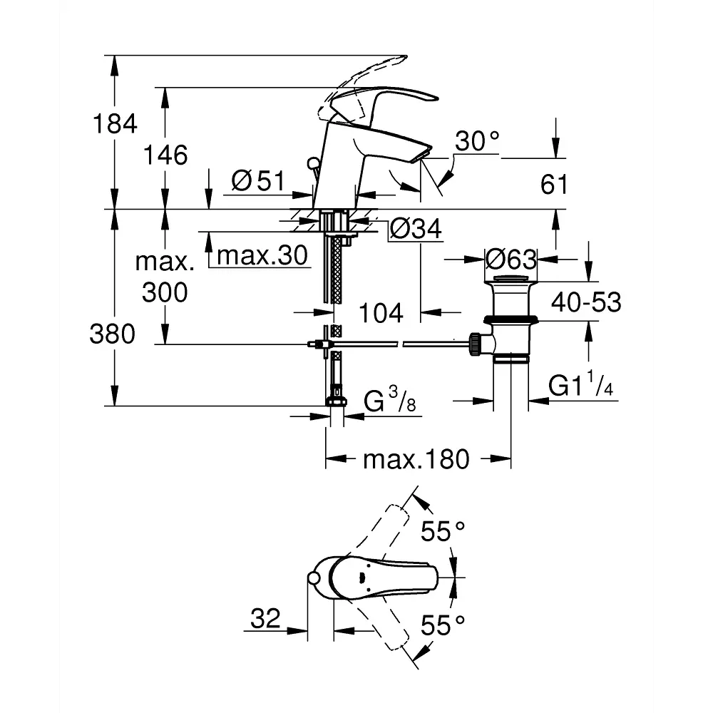 Фото 2 Смеситель для раковины Grohe Eurosmart New 33265002 Фото 2 Смеситель для раковины Grohe Eurosmart New 33265002