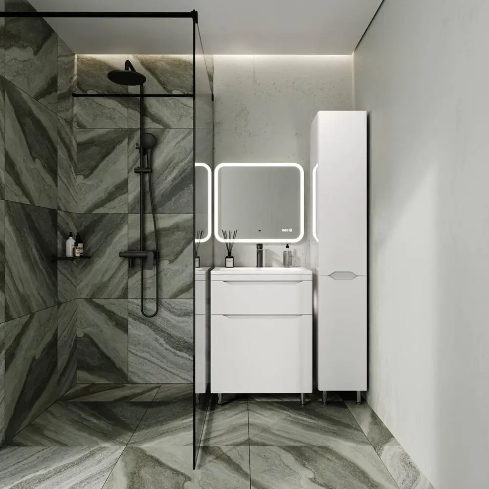 Фото 6 Пенал для ванной Style Line Марелла Plus CC-00002419 с корзиной Люкс антискрейтч цвет белый глянец Фото 6 Пенал для ванной Style Line Марелла Plus CC-00002419 с корзиной Люкс антискрейтч цвет белый глянец
