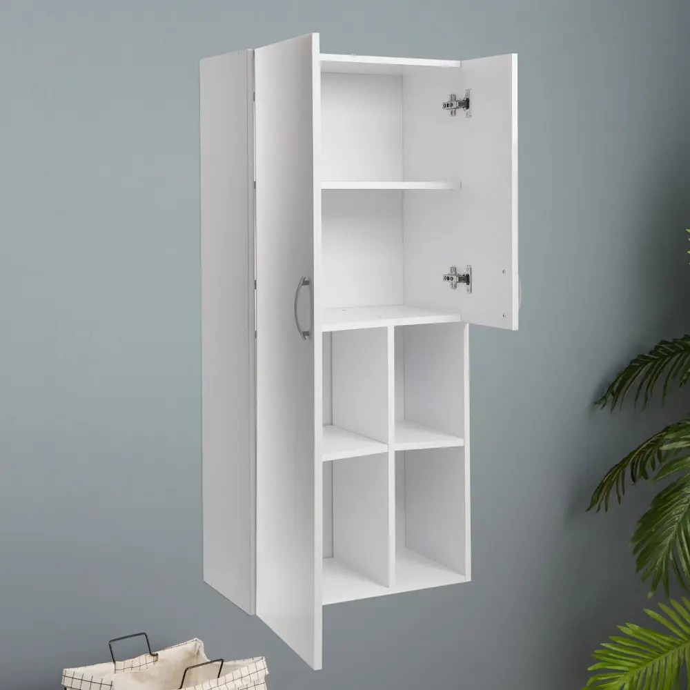 Фото 2 Шкаф для ванной комнаты 55x120x30 см цвет белый Фото 2 Шкаф для ванной комнаты 55x120x30 см цвет белый