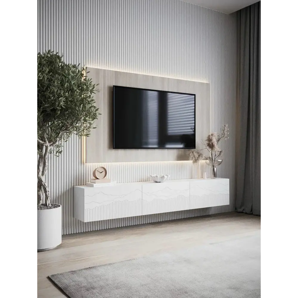 Фото 8 Тумба под телевизор Puzzlemebel Тумбаxюгге 180x30x27 см ЛДСП цвет белый Фото 8 Тумба под телевизор Puzzlemebel Тумбаxюгге 180x30x27 см ЛДСП цвет белый