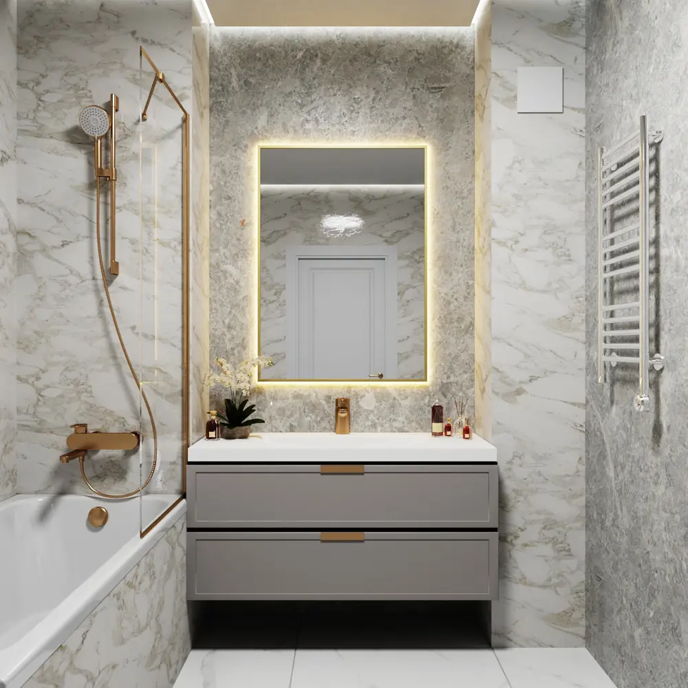 Фото 3 Зеркало со встроенной подсветкой One mirror 10080зст 80x100 см Фото 3 Зеркало со встроенной подсветкой One mirror 10080зст 80x100 см