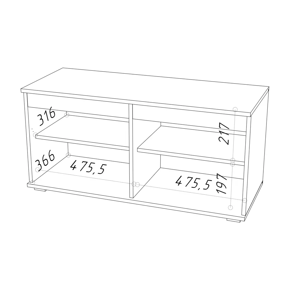 Фото 4 Обувница НК-мебель 100x48.2x40 см 2 полки ЛДСП цвет белый матовый