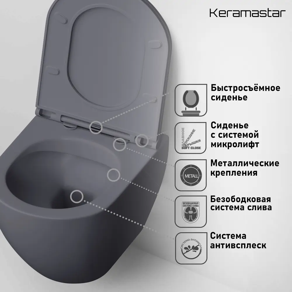 Фото 11 Унитаз подвесной Keramastar KR064013P с сиденьем микролифт