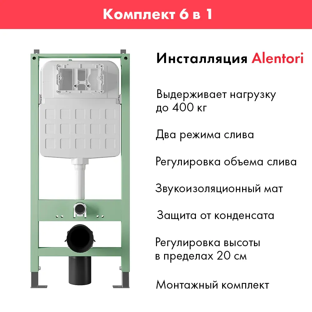 Фото 2 Комплект инсталляция с унитазом Alentori ALS.SIS1102.WHQV0220 цвет белый Фото 2 Комплект инсталляция с унитазом Alentori ALS.SIS1102.WHQV0220 цвет белый