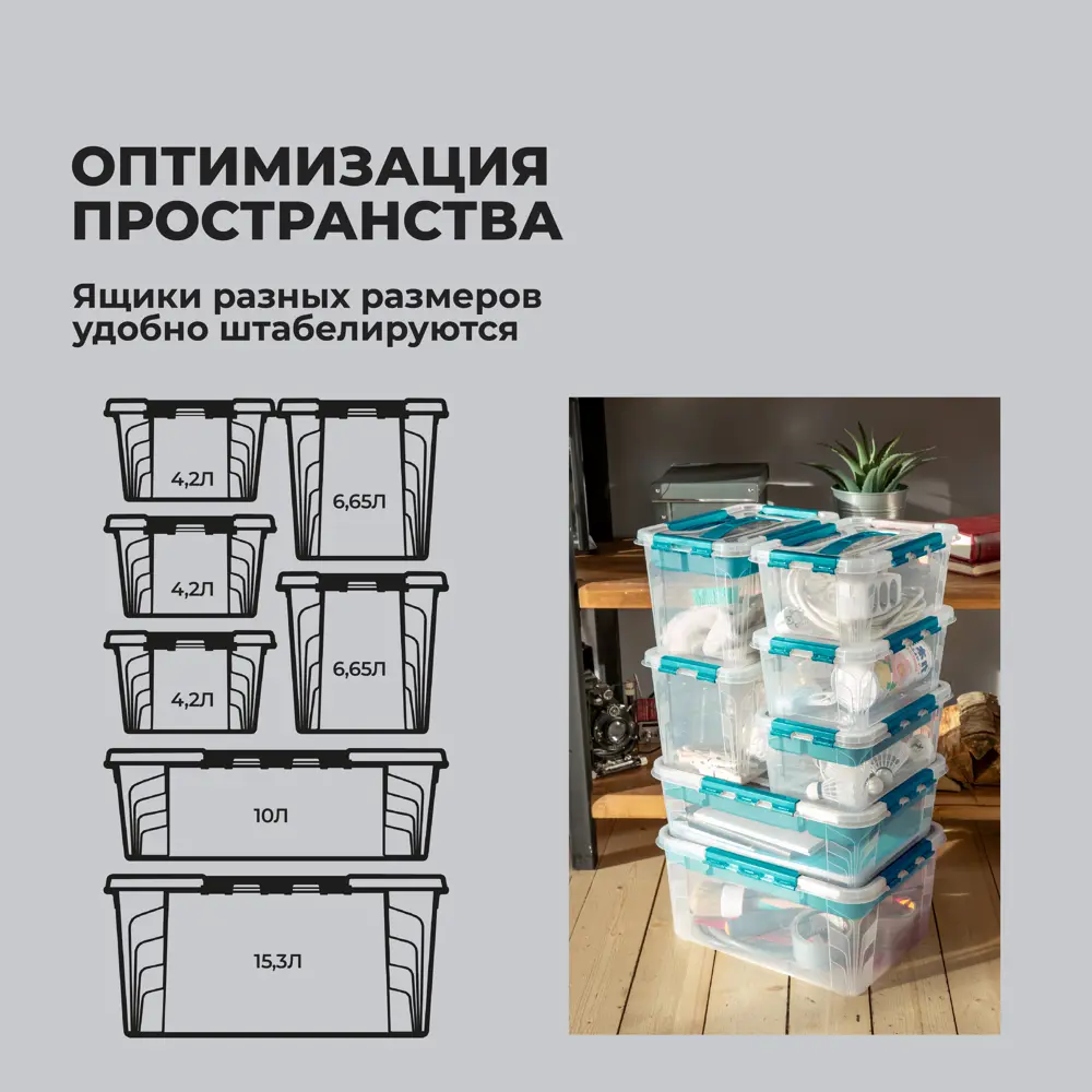 Фото 7 Ящик универсальный Эконова 10 л цвет Голубой Фото 7 Ящик универсальный Эконова 10 л цвет Голубой