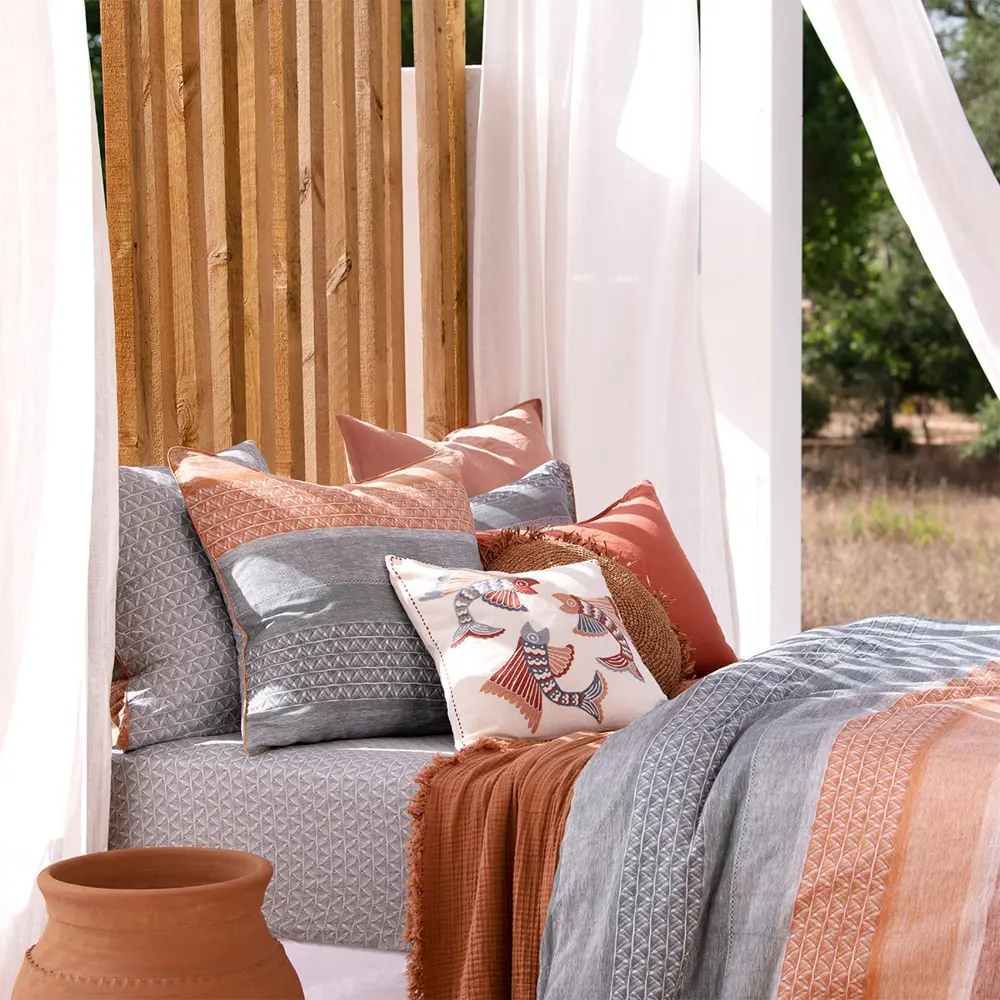 Фото Комплект постельного белья 2-спальный Olivier Desforges Tuamotu 32981, сатин, цвет оранжевый