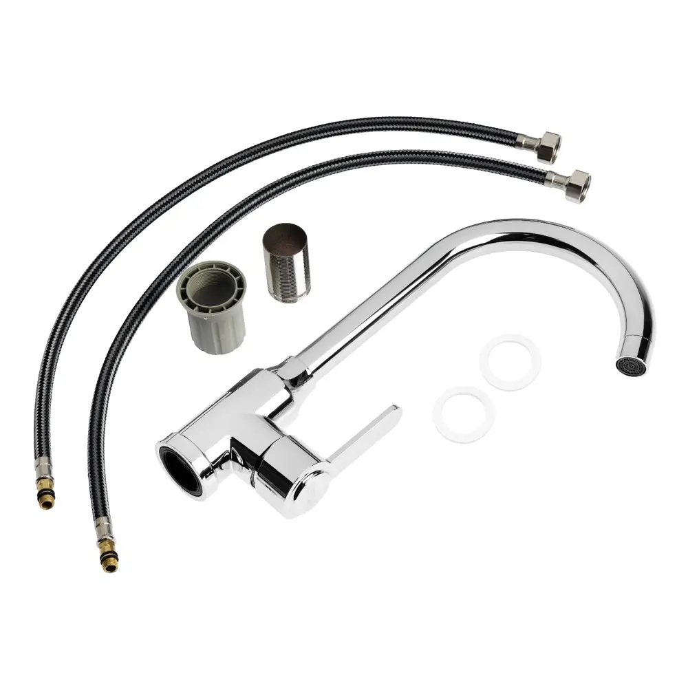 Фото 3 Смеситель для кухни Zein 9932008 поворотный излив 26 см цвет хром