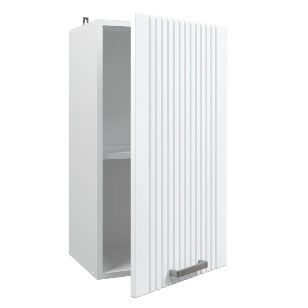 Фото Шкаф навесной 40см Джаз В400 Белый/ Белый глянец/фрезерованный фасад Фото Шкаф навесной 40см Джаз В400 Белый/ Белый глянец/фрезерованный фасад