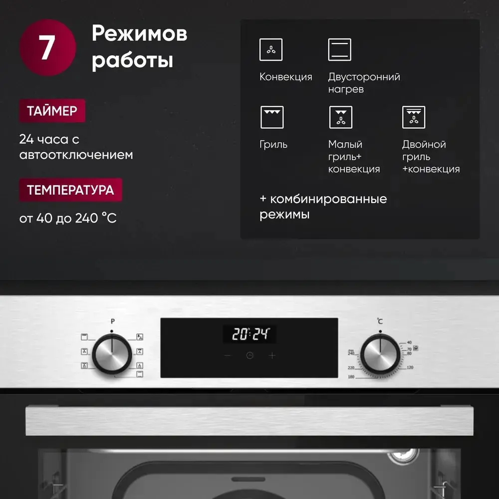 Фото 3 Встраиваемый духовой шкаф Gressel U6EM68005 59.5х59.5х56.5 см цвет нержавеющая сталь Фото 3 Встраиваемый духовой шкаф Gressel U6EM68005 59.5х59.5х56.5 см цвет нержавеющая сталь
