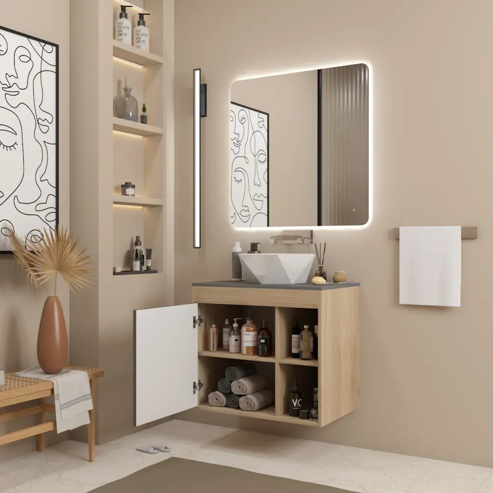 Фото 4 Тумба подвесная с раковиной для ванной 70 см Teymi Nura F15138 корпус дуб фасад графит раковина Diamond 48 Фото 4 Тумба подвесная с раковиной для ванной 70 см Teymi Nura F15138 корпус дуб фасад графит раковина Diamond 48