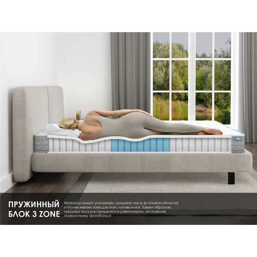 Фото 5 Матрас Димакс ОК Базис 80x200x21 см независимый пружинный блок, односпальный Фото 5 Матрас Димакс ОК Базис 80x200x21 см независимый пружинный блок, односпальный