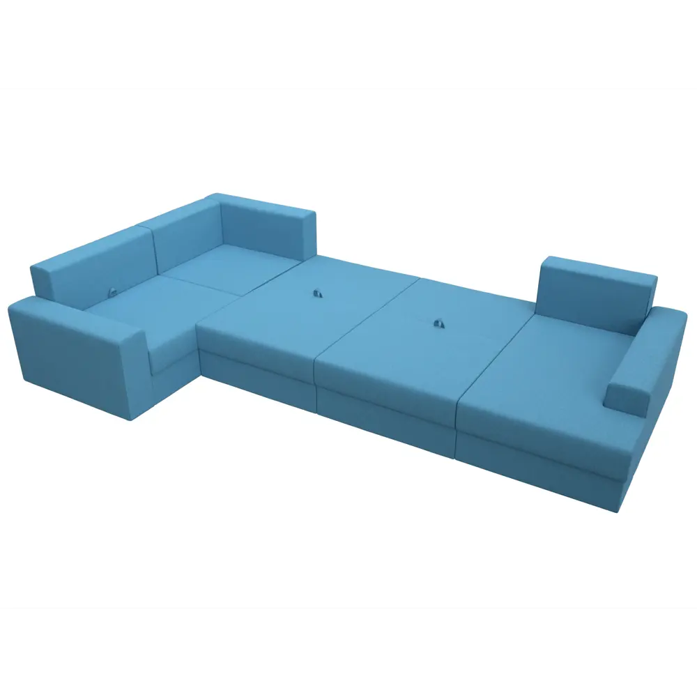 Фото 7 Диван П-образный Майами правый угол Лига диванов 123254 394x96x230 см рогожка цвет амур 10 голубой