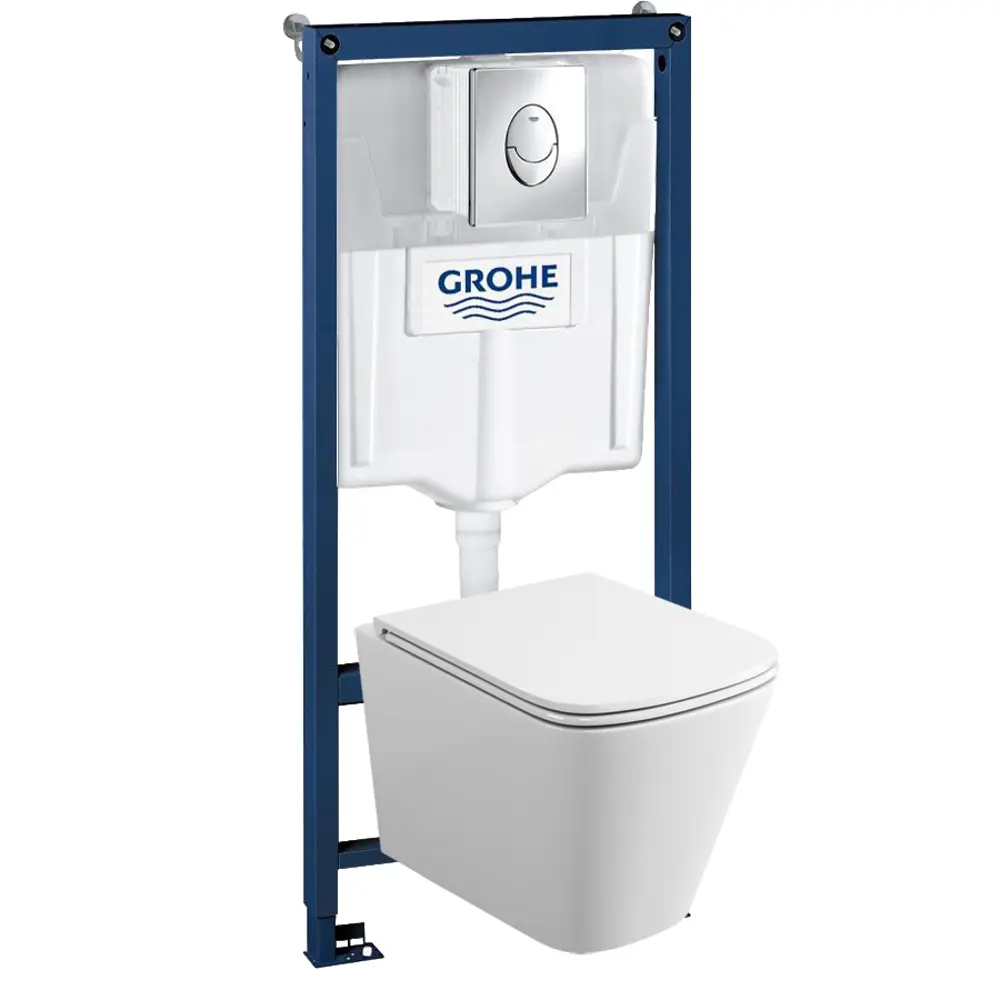 Фото Комплект инсталляция и унитаз подвесной GROHE Rapid SL GH 39190001 безободковый, цвет белый