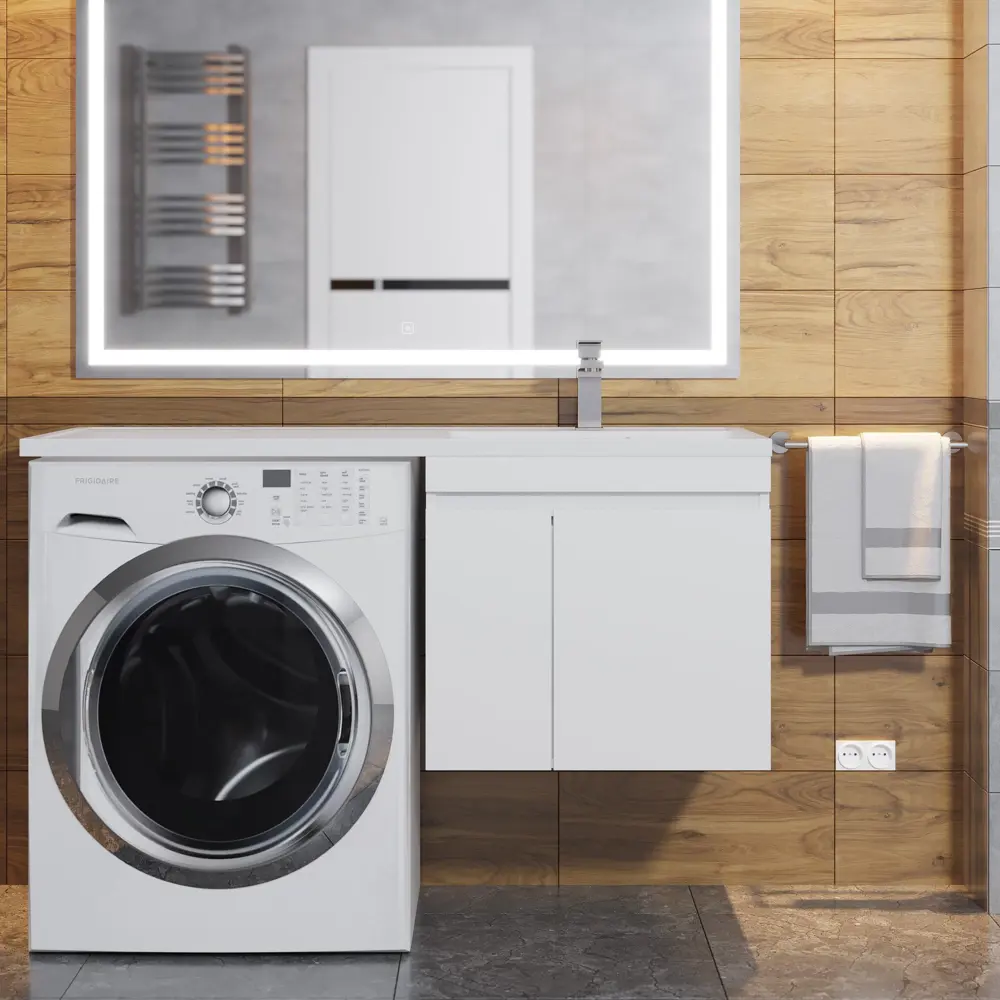 Фото 5 Тумба под стиральную машину Uperwood Magenta 50 см подвесная белая с дверцами Фото 5 Тумба под стиральную машину Uperwood Magenta 50 см подвесная белая с дверцами