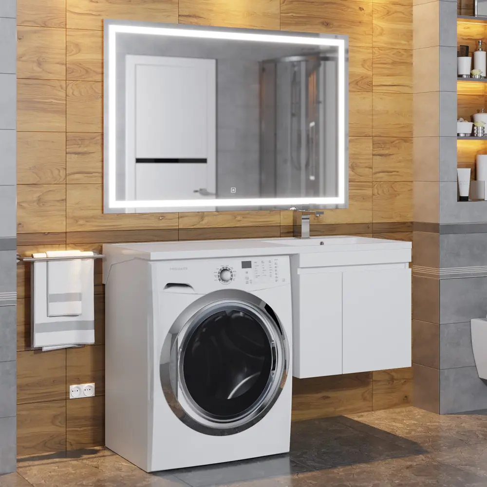 Фото 6 Тумба под стиральную машину Uperwood Magenta 50 см подвесная белая с дверцами Фото 6 Тумба под стиральную машину Uperwood Magenta 50 см подвесная белая с дверцами