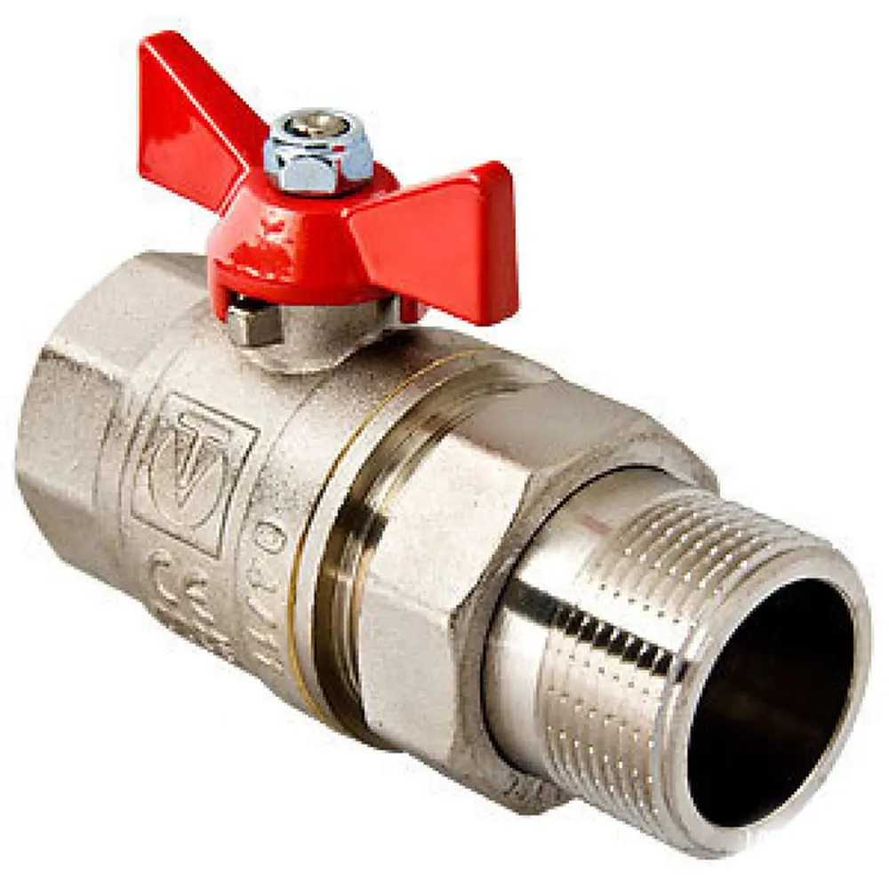Фото Кран шаровой с американкой прямой Valtec 508695 PN40 3/4" ВР-НР латунь ручка бабочка Фото Кран шаровой с американкой прямой Valtec 508695 PN40 3/4" ВР-НР латунь ручка бабочка