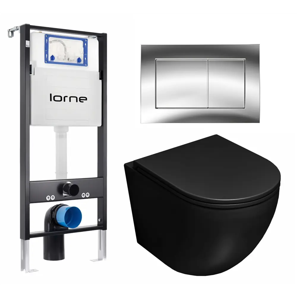 Фото Комплект инсталляция с унитазом Lorne 630250 цвет черный Фото Комплект инсталляция с унитазом Lorne 630250 цвет черный