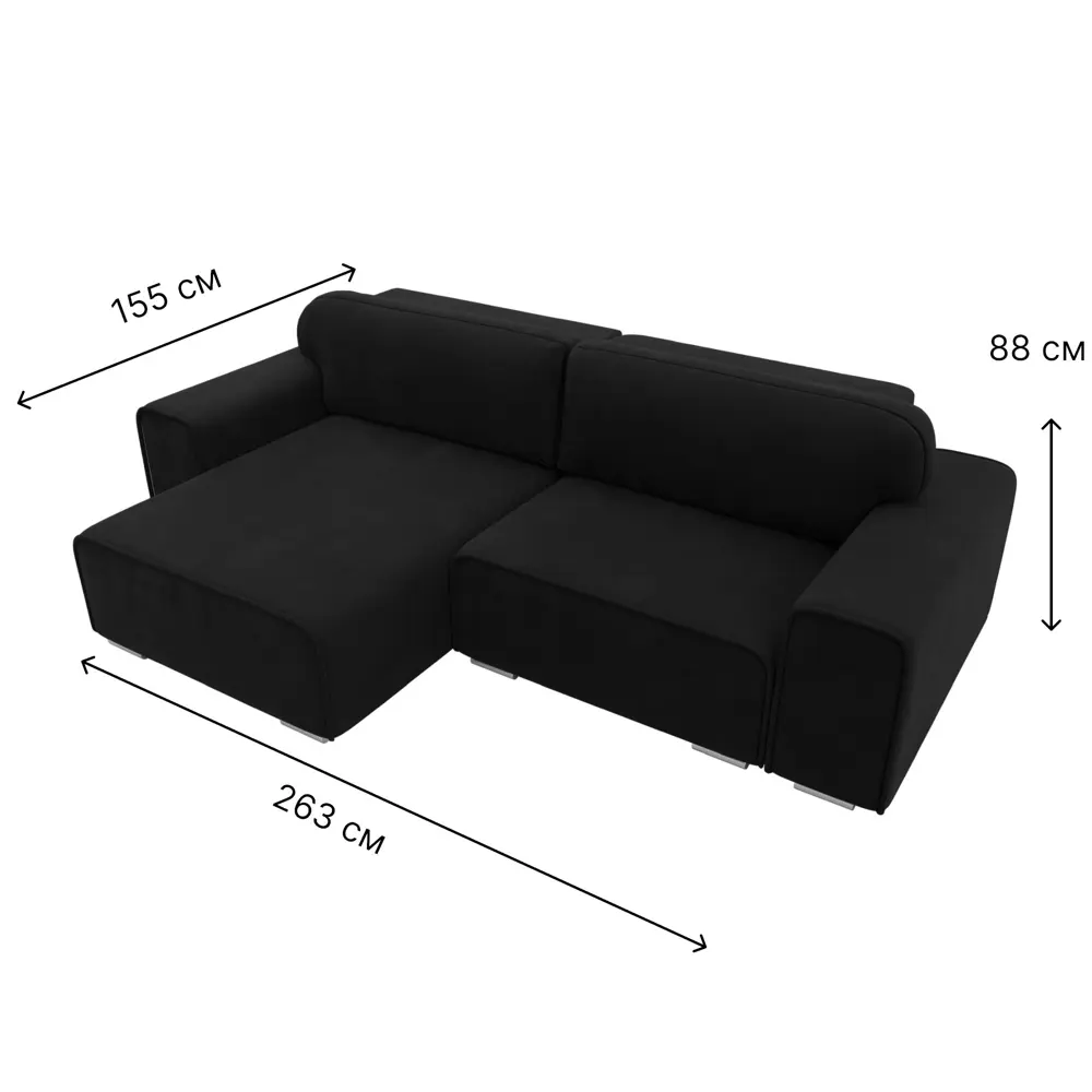 Фото 9 Диван угловой Лига-029 левый угол Лига диванов 121918L 263x88x155 см микровельвет цвет черный Фото 9 Диван угловой Лига-029 левый угол Лига диванов 121918L 263x88x155 см микровельвет цвет черный