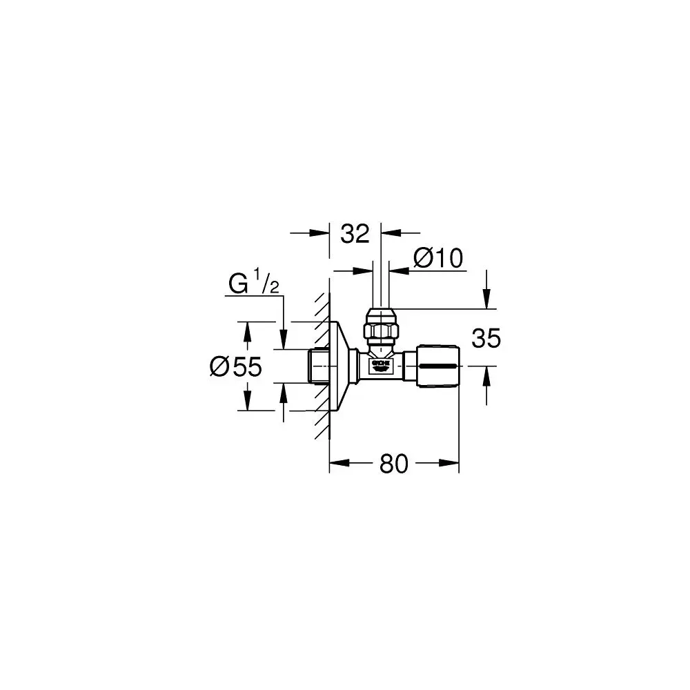 Фото 2 Вентиль угловой Grohe 22037GL0 1/2"x3/8" латунь Фото 2 Вентиль угловой Grohe 22037GL0 1/2"x3/8" латунь