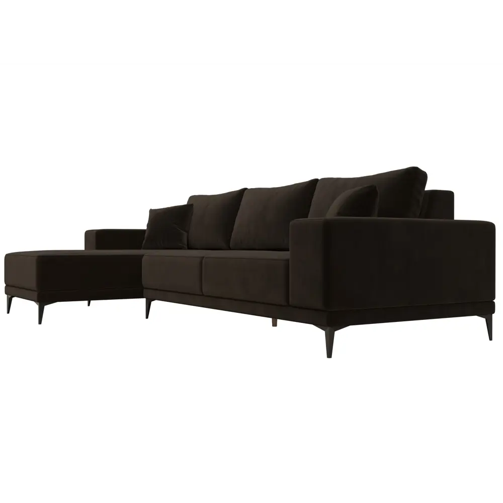 Фото 3 Диван угловой Льюес левый Лига диванов 122405L 280x88x164 см микровельвет цвет коричневый Фото 3 Диван угловой Льюес левый Лига диванов 122405L 280x88x164 см микровельвет цвет коричневый