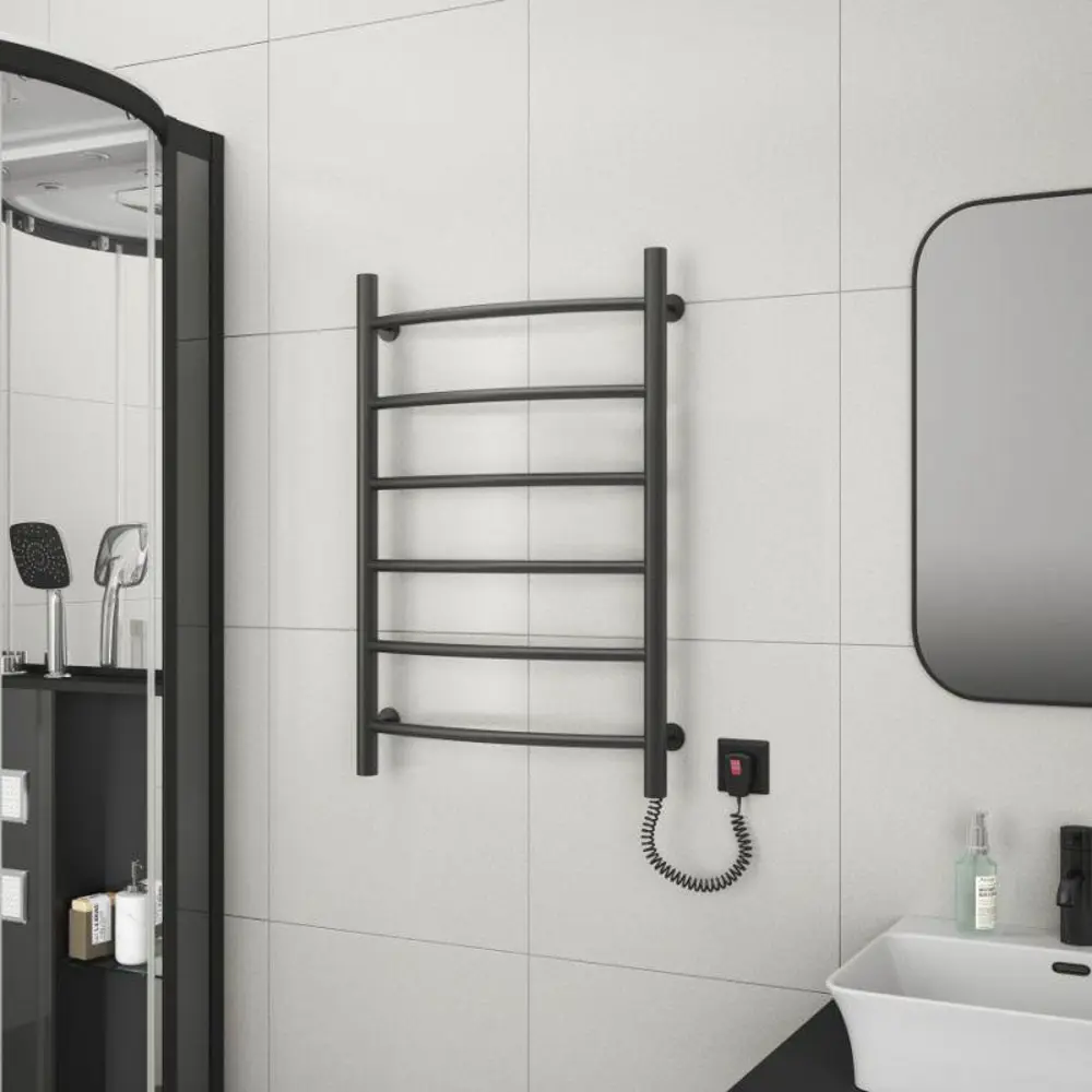 Фото 4 Полотенцесушитель электрический Маргроид Лина B6 50x80 см правое подключение цвет черный матовый Фото 4 Полотенцесушитель электрический Маргроид Лина B6 50x80 см правое подключение цвет черный матовый