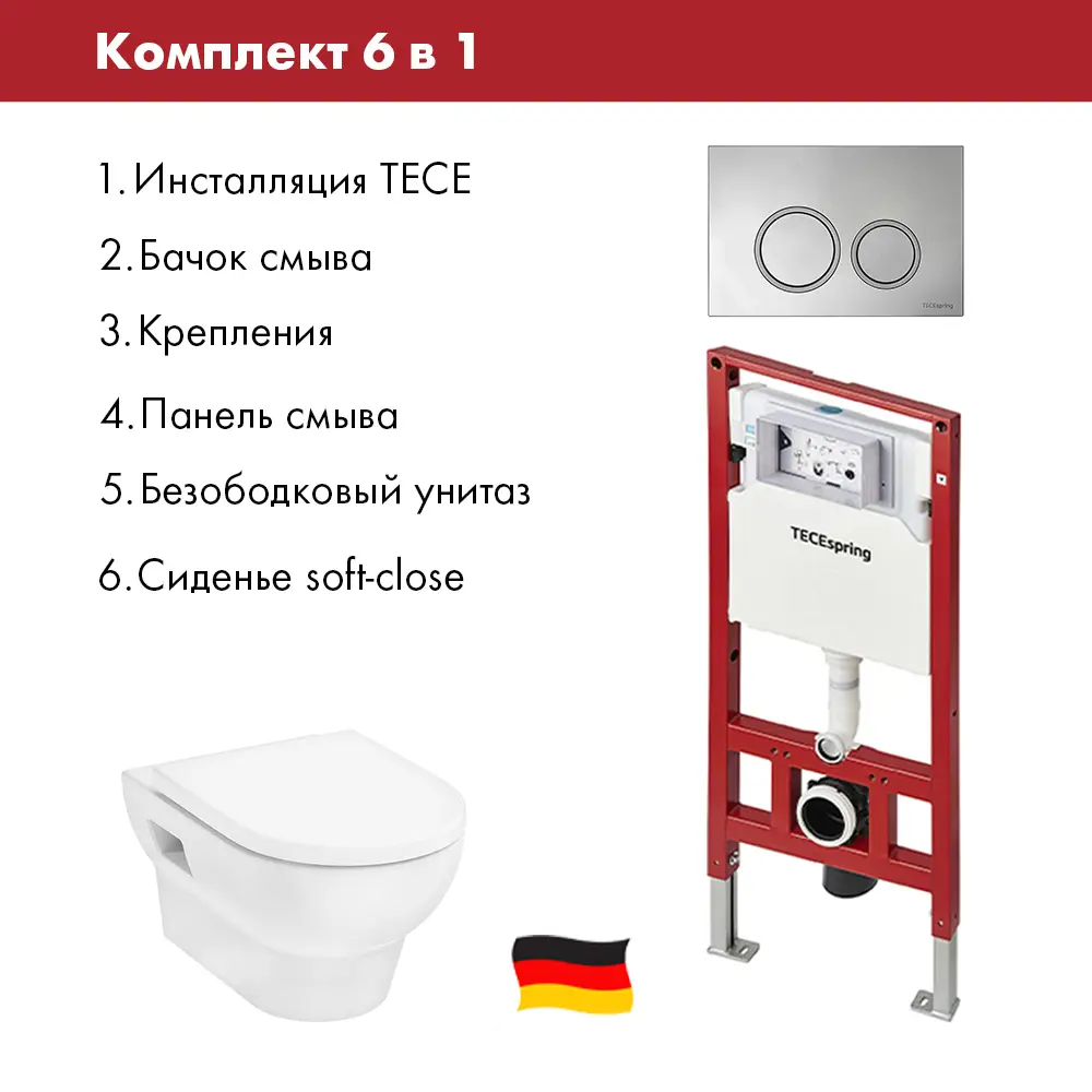 Фото 2 Комплект TECE spring инсталляция S955101 Hansgrohe унитаз подвесной 54x36 HGSET002 безободковый Фото 2 Комплект TECE spring инсталляция S955101 Hansgrohe унитаз подвесной 54x36 HGSET002 безободковый