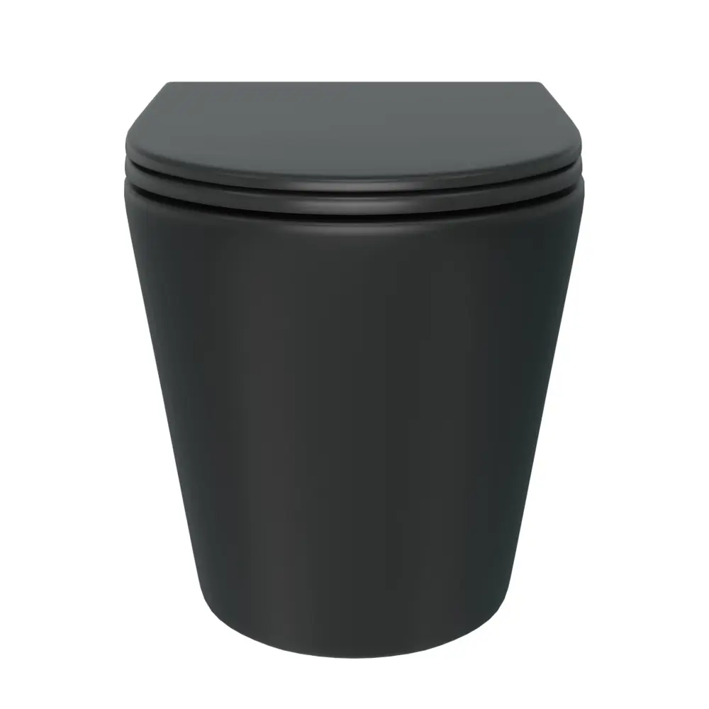 Фото 9 Инсталляция с унитазом комплект 5 в 1 Teymi F13405 унитаз подвесной безободковый черный Solli Black кнопка нержавеющая сталь