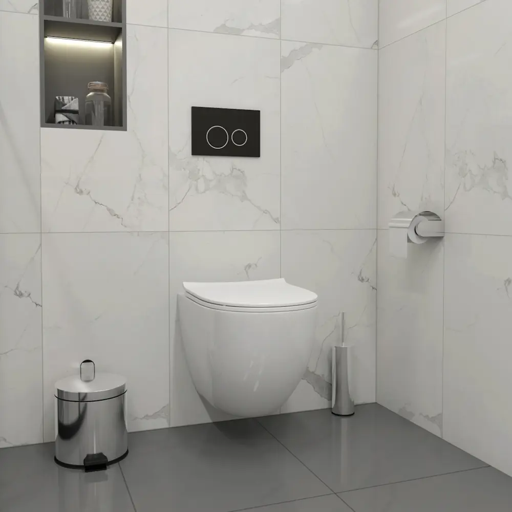 Фото 4 Инсталляция с унитазом комплект 5 в 1 Teymi F13326 унитаз подвесной безободковый Lina Media кнопка черная/хром Фото 4 Инсталляция с унитазом комплект 5 в 1 Teymi F13326 унитаз подвесной безободковый Lina Media кнопка черная/хром