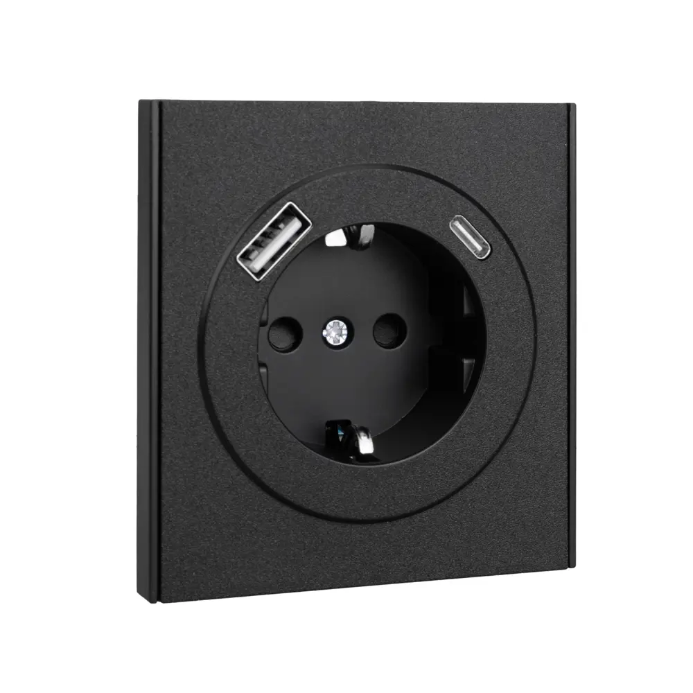 Фото 4 Розетка встраиваемая Kranz Strong KR-78-0704-5 с заземлением и USB цвет антрацит