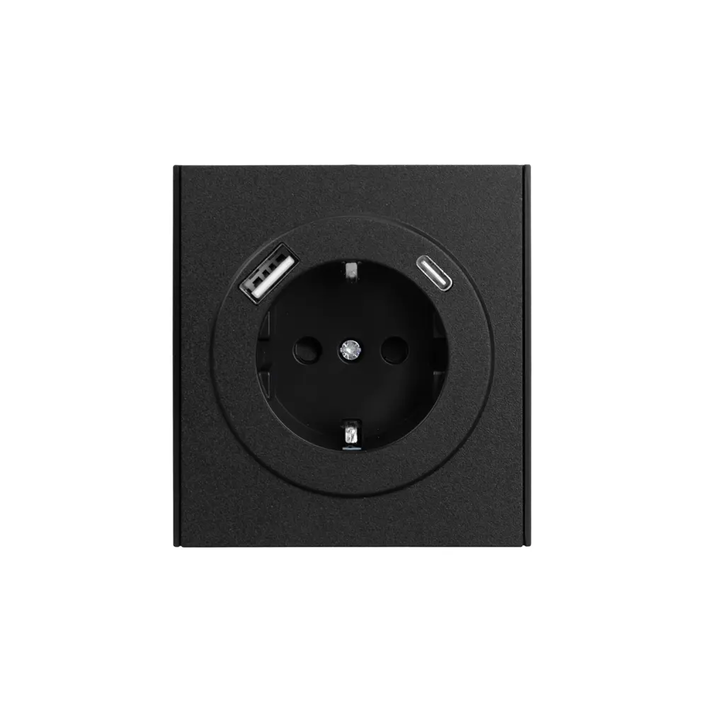 Фото Розетка встраиваемая Kranz Strong KR-78-0704-5 с заземлением и USB цвет антрацит