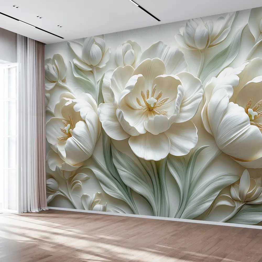 Фото 2 Фотообои Postermarket Белые тюльпаны WM-660V1, 400x270 см