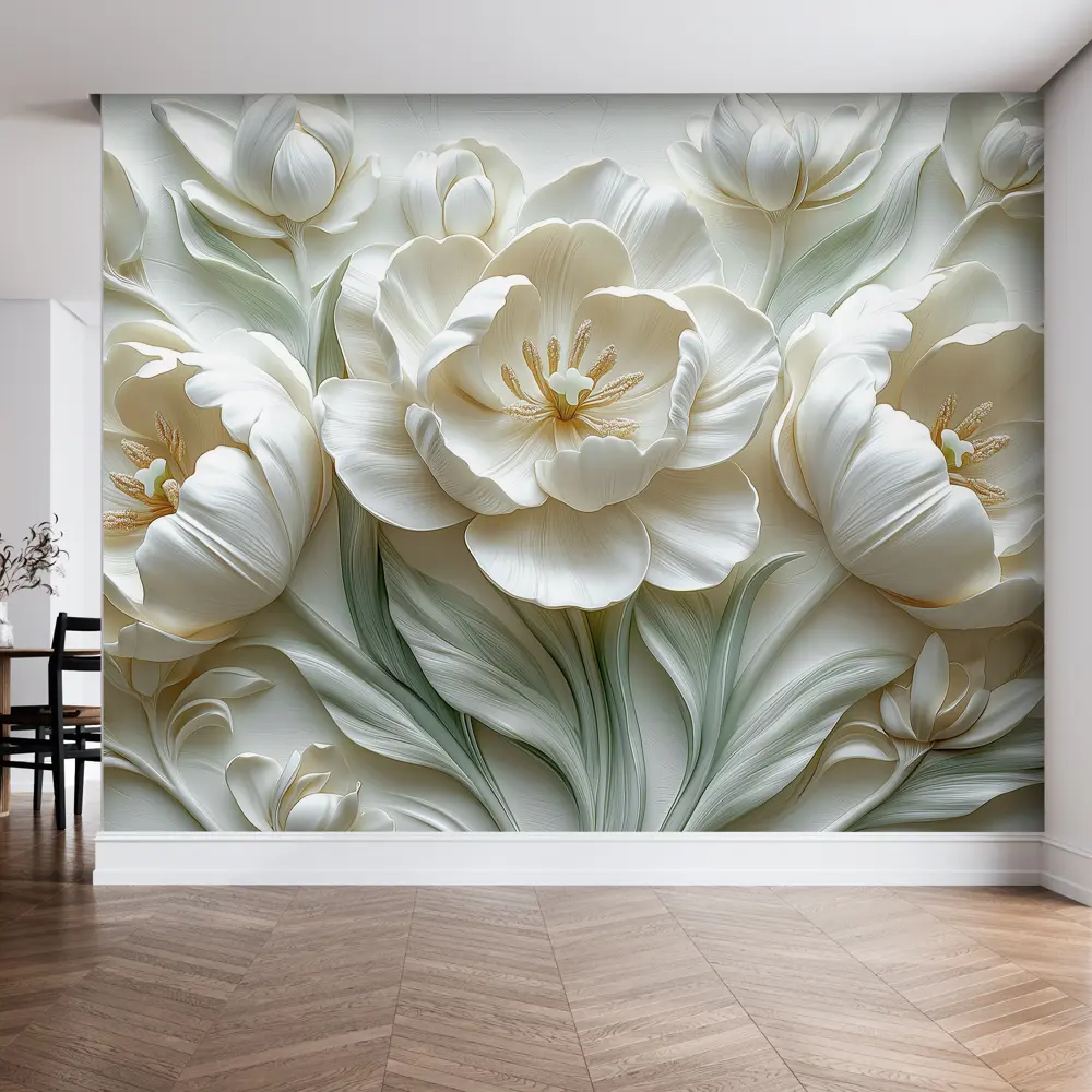 Фото Фотообои Postermarket Белые тюльпаны WM-660V1, 400x270 см