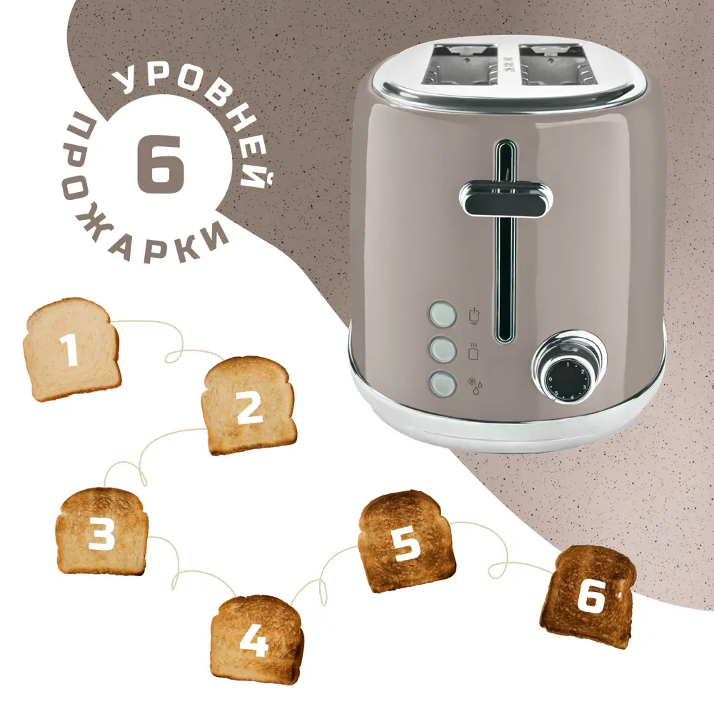 Фото 5 Тостер TESLER TT-430 SAND GREY Фото 5 Тостер TESLER TT-430 SAND GREY
