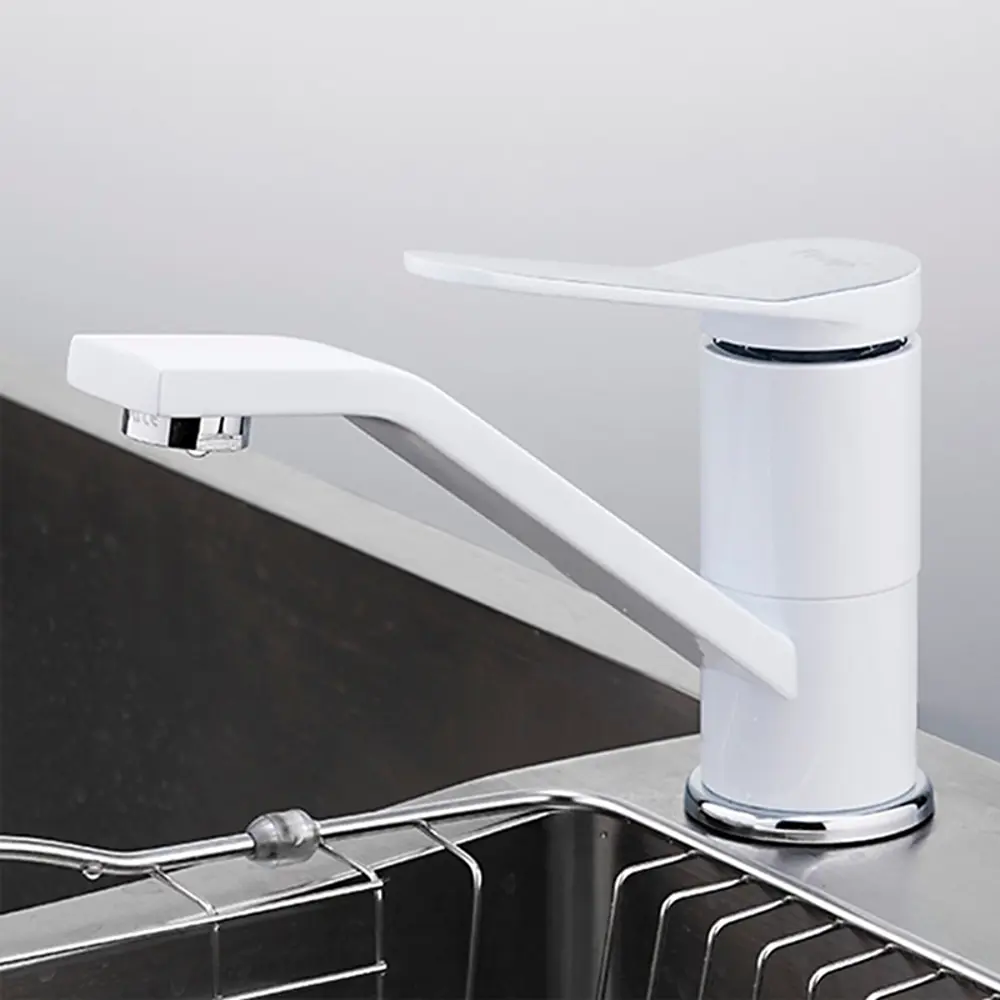 Фото Смеситель для кухни Frap 59815 поворотный излив 8.5 см цвет белый