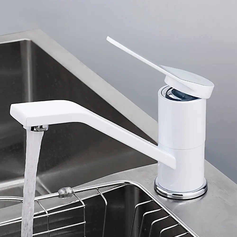 Фото 2 Смеситель для кухни Frap 59815 поворотный излив 8.5 см цвет белый