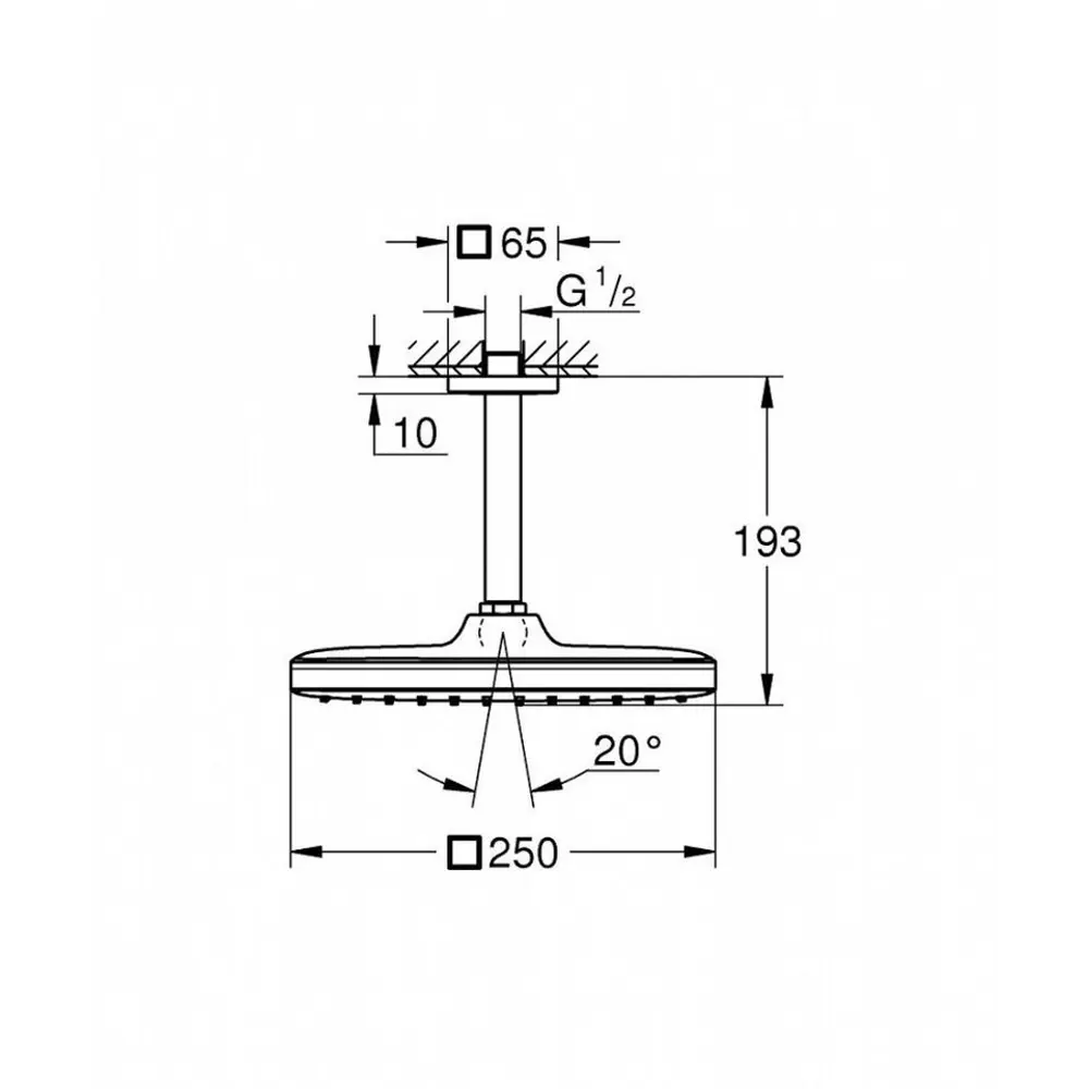 Фото 2 Верхний душ Grohe Tempesta 250 Cube 26688000 Фото 2 Верхний душ Grohe Tempesta 250 Cube 26688000